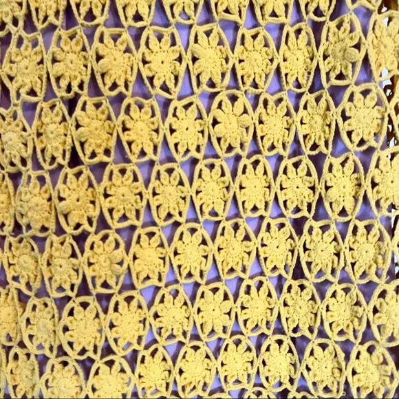 Diane Von Furstenberg - Yellow Crochet Sleeveless Sheath / Bodycon Dress - Picture 5 of 6